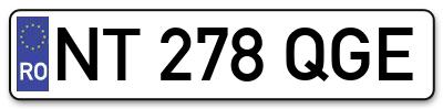Placuta inmatriculare numar auto  NT-278-QGE, NT 278 QGE, NT278QGE