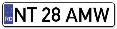 Placuta inmatriculare numar auto  NT-28-AMW, NT 28 AMW, NT28AMW