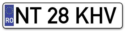 Placuta inmatriculare numar auto  NT-28-KHV, NT 28 KHV, NT28KHV