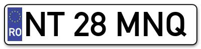 Placuta inmatriculare numar auto  NT-28-MNQ, NT 28 MNQ, NT28MNQ
