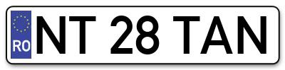 Placuta inmatriculare numar auto  NT-28-TAN, NT 28 TAN, NT28TAN
