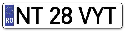 Placuta inmatriculare numar auto  NT-28-VYT, NT 28 VYT, NT28VYT