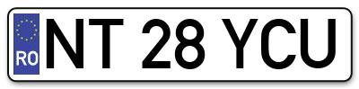 Placuta inmatriculare numar auto  NT-28-YCU, NT 28 YCU, NT28YCU