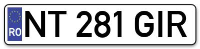 Placuta inmatriculare numar auto  NT-281-GIR, NT 281 GIR, NT281GIR