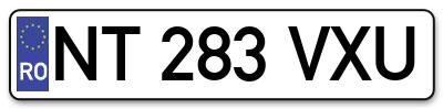 Placuta inmatriculare numar auto  NT-283-VXU, NT 283 VXU, NT283VXU