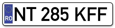 Placuta inmatriculare numar auto  NT-285-KFF, NT 285 KFF, NT285KFF
