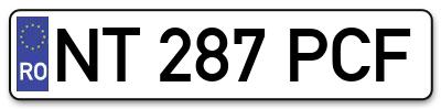 Placuta inmatriculare numar auto  NT-287-PCF, NT 287 PCF, NT287PCF
