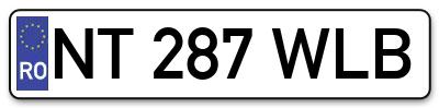 Placuta inmatriculare numar auto  NT-287-WLB, NT 287 WLB, NT287WLB