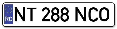 Placuta inmatriculare numar auto  NT-288-NCO, NT 288 NCO, NT288NCO