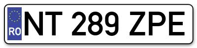 Placuta inmatriculare numar auto  NT-289-ZPE, NT 289 ZPE, NT289ZPE