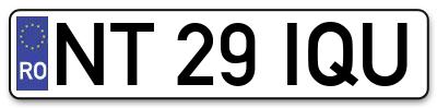 Placuta inmatriculare numar auto  NT-29-IQU, NT 29 IQU, NT29IQU