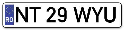 Placuta inmatriculare numar auto  NT-29-WYU, NT 29 WYU, NT29WYU