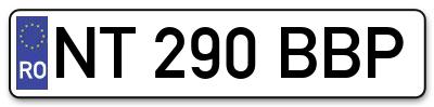Placuta inmatriculare numar auto  NT-290-BBP, NT 290 BBP, NT290BBP