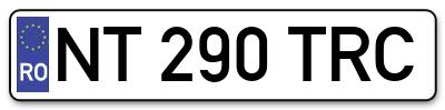 Placuta inmatriculare numar auto  NT-290-TRC, NT 290 TRC, NT290TRC