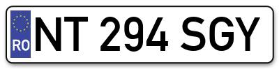 Placuta inmatriculare numar auto  NT-294-SGY, NT 294 SGY, NT294SGY