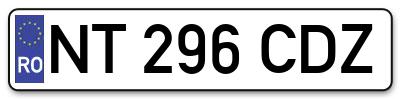 Placuta inmatriculare numar auto  NT-296-CDZ, NT 296 CDZ, NT296CDZ