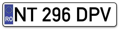 Placuta inmatriculare numar auto  NT-296-DPV, NT 296 DPV, NT296DPV