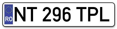 Placuta inmatriculare numar auto  NT-296-TPL, NT 296 TPL, NT296TPL