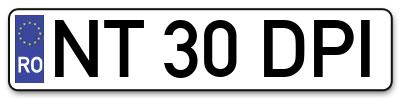 Placuta inmatriculare numar auto  NT-30-DPI, NT 30 DPI, NT30DPI