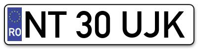 Placuta inmatriculare numar auto  NT-30-UJK, NT 30 UJK, NT30UJK