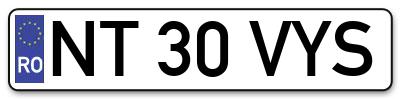 Placuta inmatriculare numar auto  NT-30-VYS, NT 30 VYS, NT30VYS