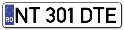 Placuta inmatriculare numar auto  NT-301-DTE, NT 301 DTE, NT301DTE