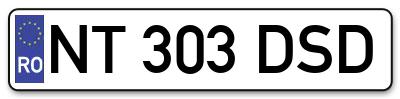 Placuta inmatriculare numar auto  NT-303-DSD, NT 303 DSD, NT303DSD