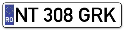 Placuta inmatriculare numar auto  NT-308-GRK, NT 308 GRK, NT308GRK