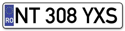 Placuta inmatriculare numar auto  NT-308-YXS, NT 308 YXS, NT308YXS