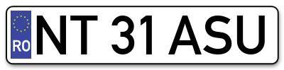 Placuta inmatriculare numar auto  NT-31-ASU, NT 31 ASU, NT31ASU