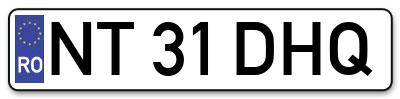 Placuta inmatriculare numar auto  NT-31-DHQ, NT 31 DHQ, NT31DHQ
