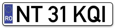 Placuta inmatriculare numar auto  NT-31-KQI, NT 31 KQI, NT31KQI