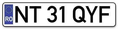 Placuta inmatriculare numar auto  NT-31-QYF, NT 31 QYF, NT31QYF