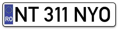 Placuta inmatriculare numar auto  NT-311-NYO, NT 311 NYO, NT311NYO