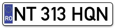 Placuta inmatriculare numar auto  NT-313-HQN, NT 313 HQN, NT313HQN