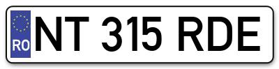 Placuta inmatriculare numar auto  NT-315-RDE, NT 315 RDE, NT315RDE