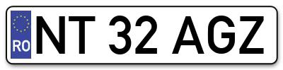 Placuta inmatriculare numar auto  NT-32-AGZ, NT 32 AGZ, NT32AGZ