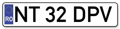 Placuta inmatriculare numar auto  NT-32-DPV, NT 32 DPV, NT32DPV
