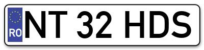 Placuta inmatriculare numar auto  NT-32-HDS, NT 32 HDS, NT32HDS