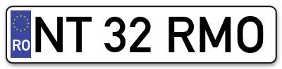 Placuta inmatriculare numar auto  NT-32-RMO, NT 32 RMO, NT32RMO