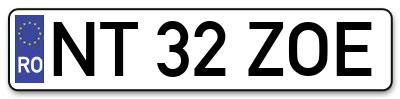 Placuta inmatriculare numar auto  NT-32-ZOE, NT 32 ZOE, NT32ZOE