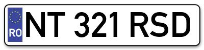 Placuta inmatriculare numar auto  NT-321-RSD, NT 321 RSD, NT321RSD