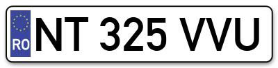 Placuta inmatriculare numar auto  NT-325-VVU, NT 325 VVU, NT325VVU