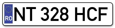 Placuta inmatriculare numar auto  NT-328-HCF, NT 328 HCF, NT328HCF
