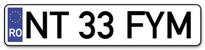 Placuta inmatriculare numar auto  NT-33-FYM, NT 33 FYM, NT33FYM