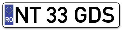Placuta inmatriculare numar auto  NT-33-GDS, NT 33 GDS, NT33GDS