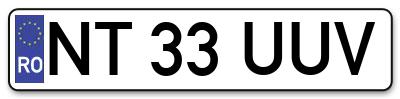Placuta inmatriculare numar auto  NT-33-UUV, NT 33 UUV, NT33UUV