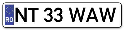 Placuta inmatriculare numar auto  NT-33-WAW, NT 33 WAW, NT33WAW