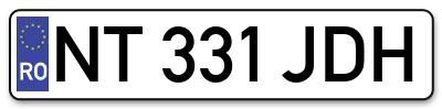 Placuta inmatriculare numar auto  NT-331-JDH, NT 331 JDH, NT331JDH