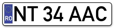 Placuta inmatriculare numar auto  NT-34-AAC, NT 34 AAC, NT34AAC